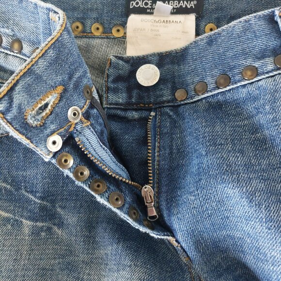 Dolce & Gabbana Vintage Y2K Jeans 42 Bootcut Flare Low Rise Embroidery Studs - Picture 16 of 16
